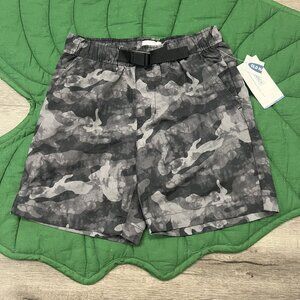 Old Navy Shorts Boys Youth Medium 8 Gray Camo Dry Quick Athletic Shorts Belt